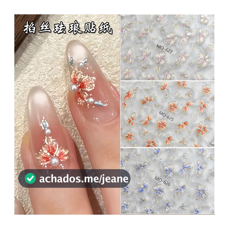 Novo estilo chinês filigrana esmalte Manicure adesivo esmalte Hairpin flor usado à mão decoração do prego decalque Phnom