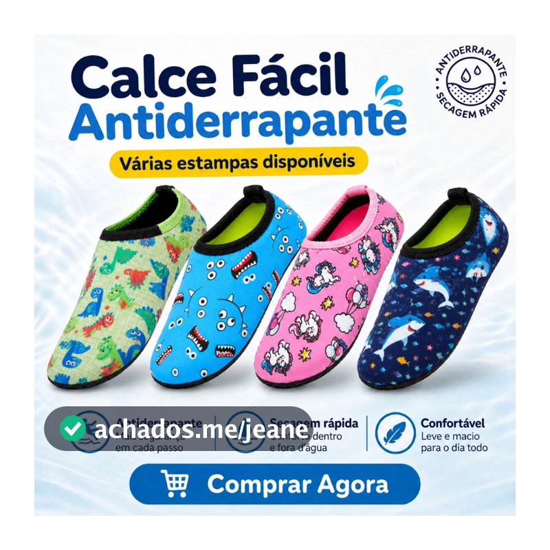 Sapatinho Calce Facil  Meia Sapatilha Antiderrapante Bebê Dia a Dia Varios Modelos Promoção