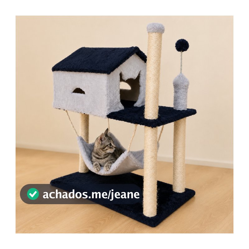Arranhador Casa para Gatos 2 Andares com Rede Torre