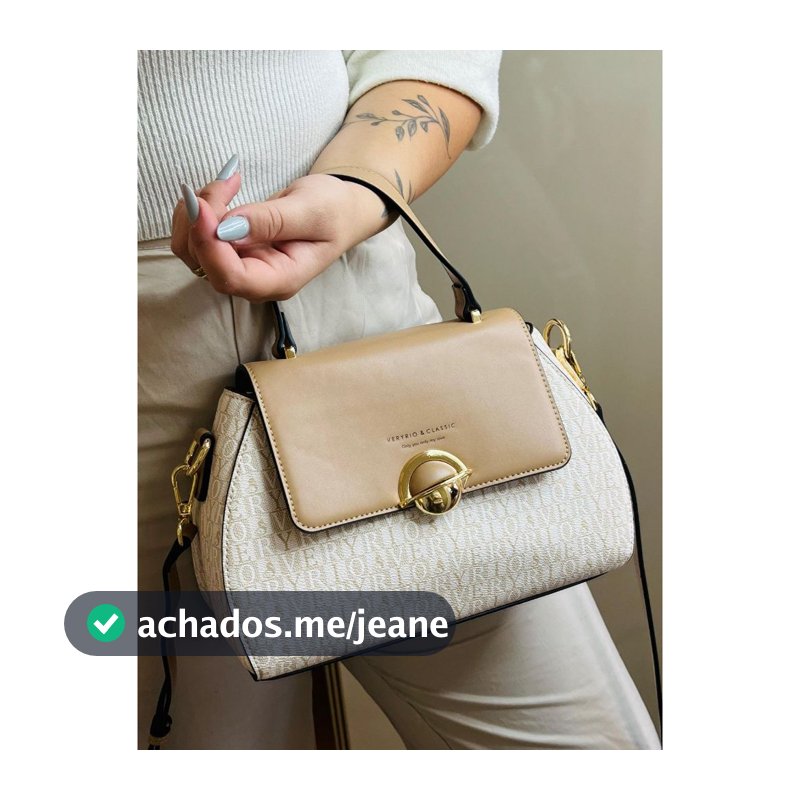 Bolsa Feminina Veryrio Estampa Holograma Couro de Luxo Média Estruturada Alça de Mão e Transversal