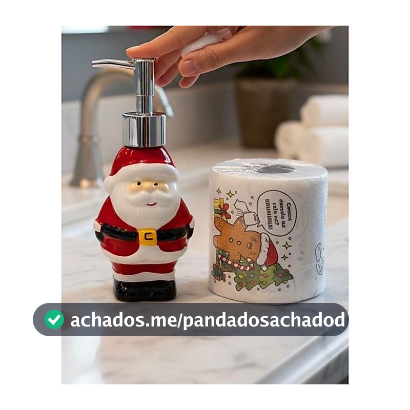Enfeite de Natal Kit Banheiro Lavabo 2 Peças Porta Sabonete Escova Decorativo em Cerâmica