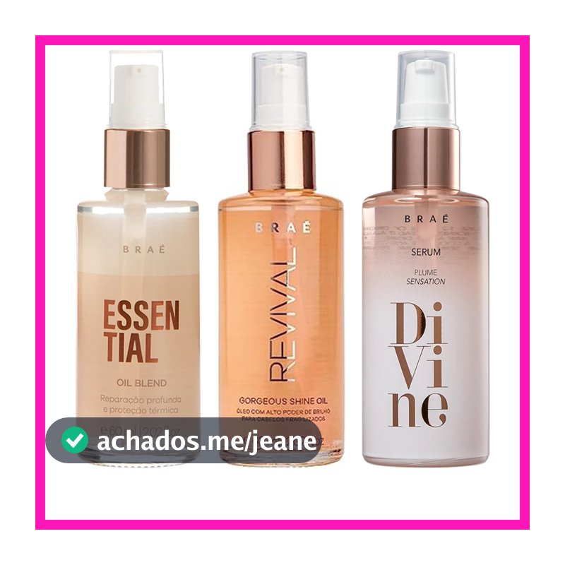 Braé Óleo Capilar (Gorgeous Shine Oil Revival, Plume Sensation Divine, Oil Blend Soul Color, Essential Oil Blend) 60ml