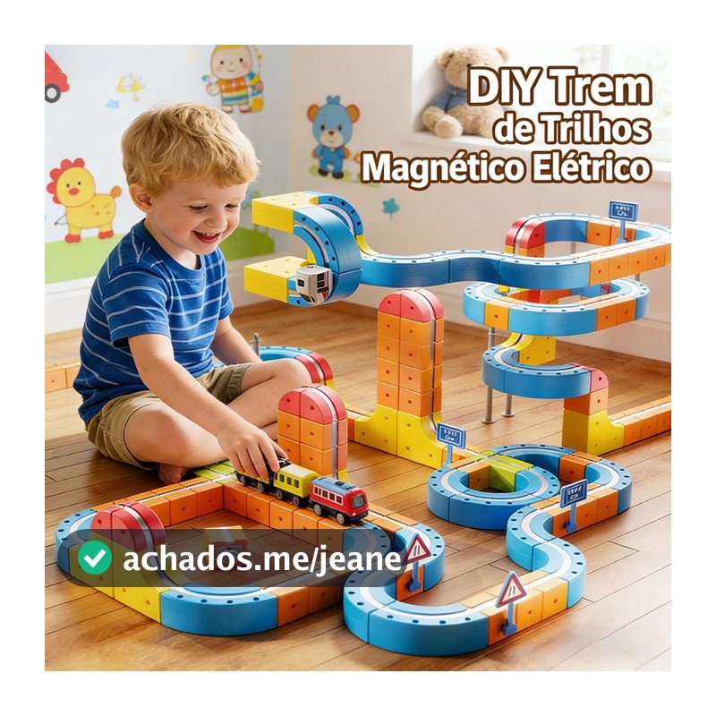 Trem Elétrico Pista Magnética Blocos de Montar Brinquedo Educativo Anti-Gravidade DIY Alta Velocidade Presente Infantil