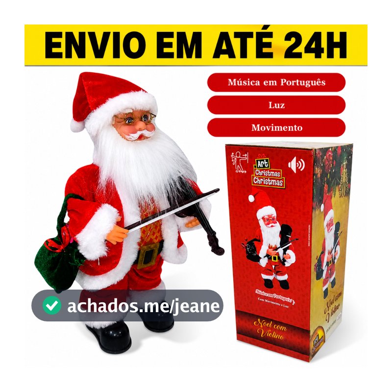 Papai Noel Com Som Musical Luz Movimento Enfeite Natalino