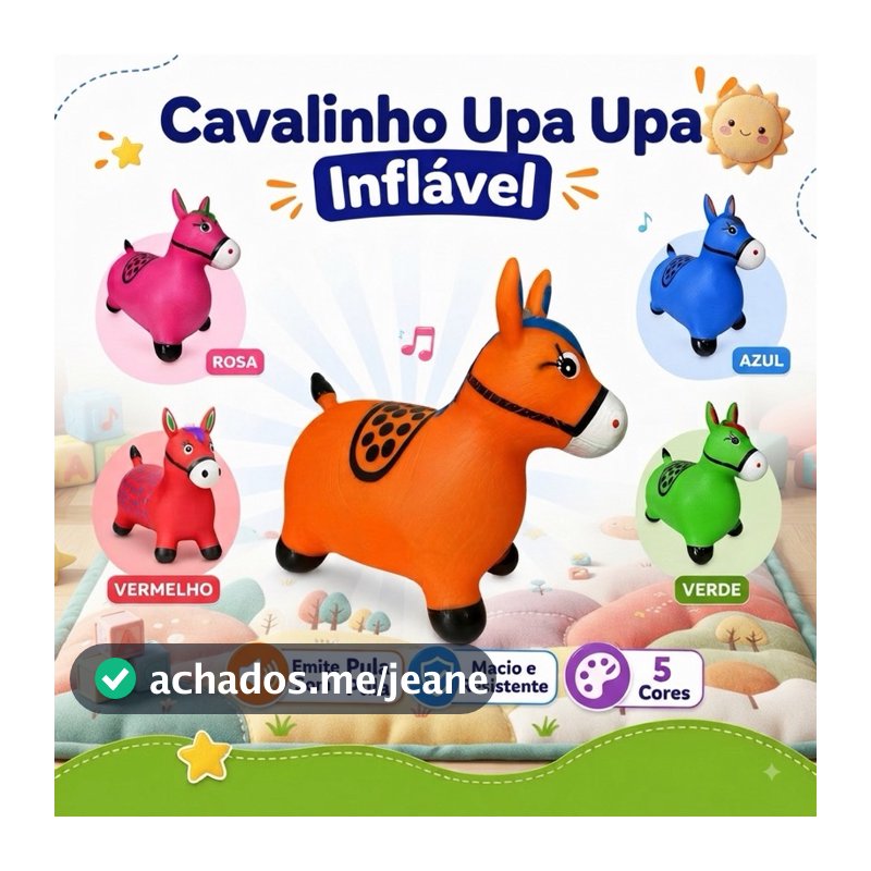 Cavalinho Upa Pula Inflável Musical Brinquedo Infantil e mini cavalo inflável sem música
