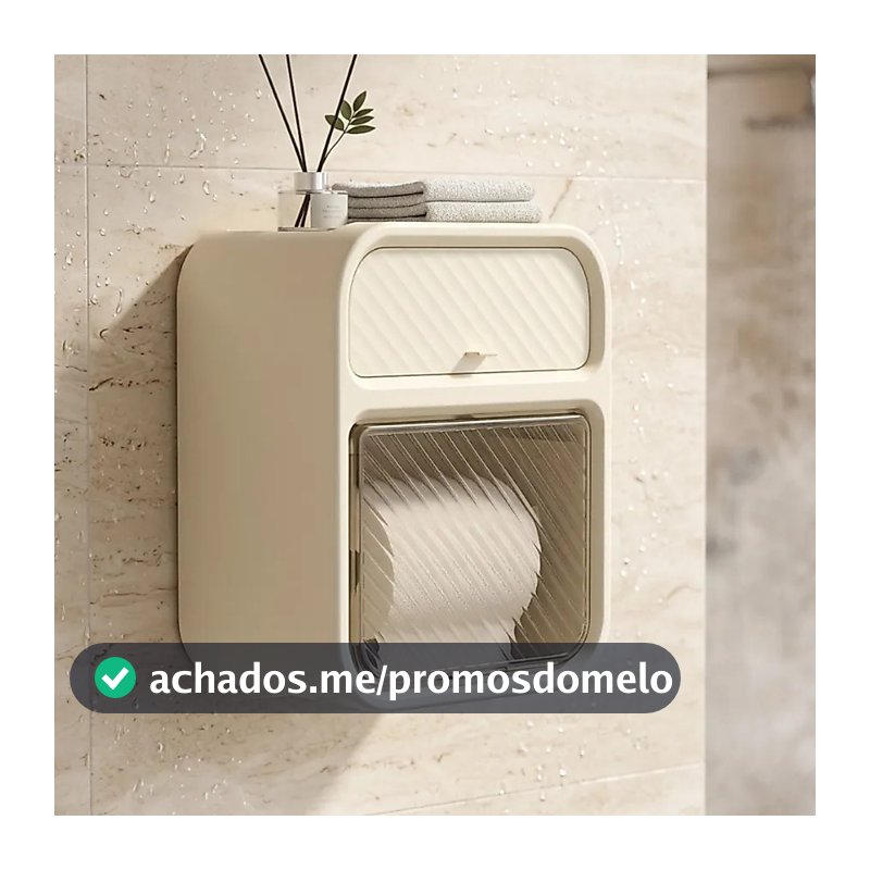 Suporte Organizador de Banheiro Multifuncional - Papel Higiênico e Lenços BEGE