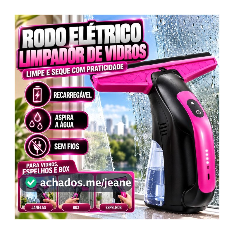 Rodo Limpador De Vidro Elétrico Recarregável USB Aspirador De Janelas 2 Em 1