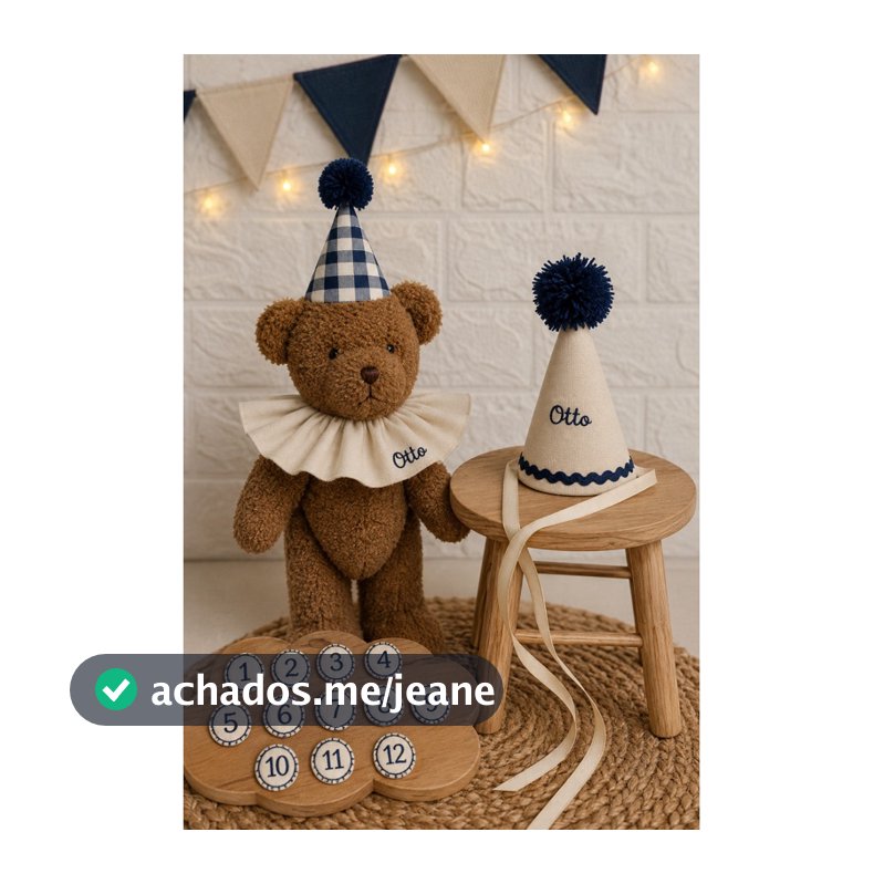 Kit Mesversário Urso Bebê + Chapéu + 12 Números