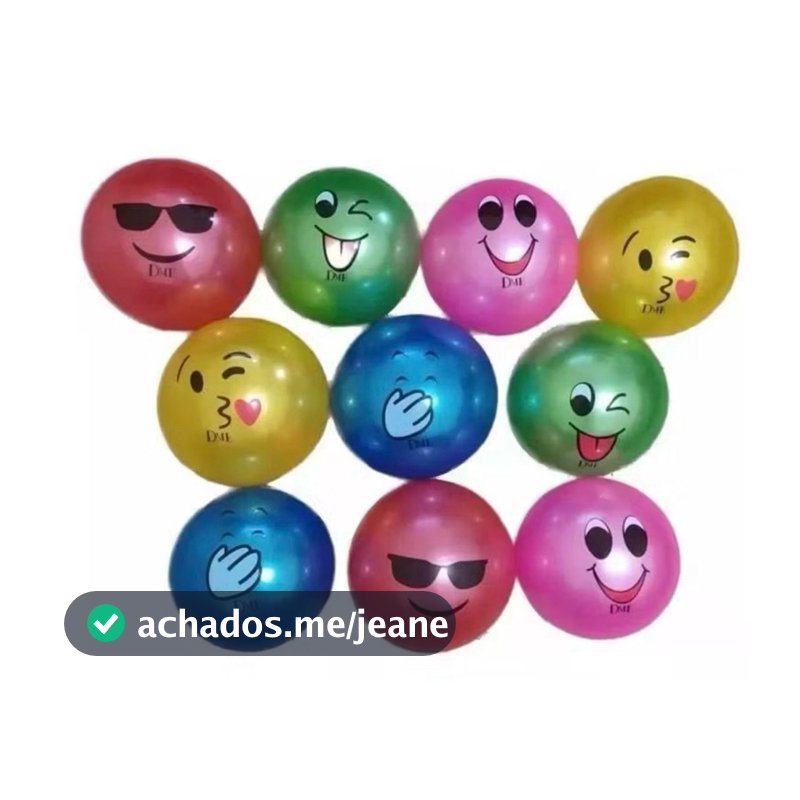 Kit com 12 Bolas Colorida Vinil Carinhas Emojis
