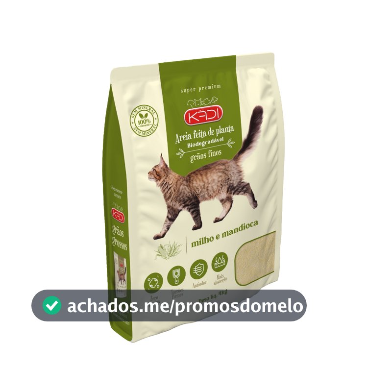 AREIA HIGIÊNICA BIODEGRADÁVEL KADI PARA GATOS GRÃOS FINOS 4KG
