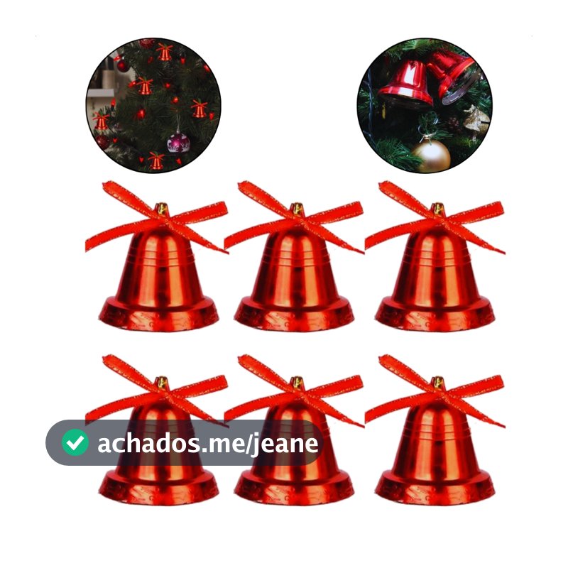 Kit 6 Sinos Natalinos Dourados Luxo Enfeite Árvore De Natal Guirlanda Decoração Festiva Premium Com Laço