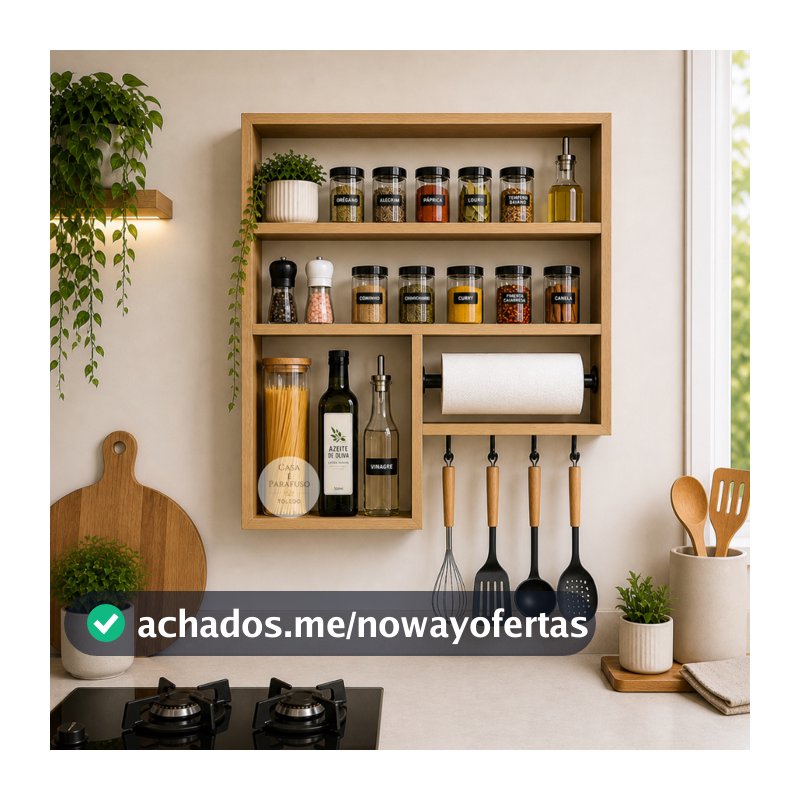 Porta tempero Nicho Prateleira Organizador e Papel toalha - 13