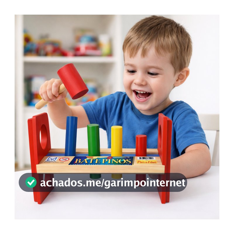 Bate Pinos Brinquedo Jogo Educativo Jott Play Crianças Raciocínio Grande Madeira Mdf
