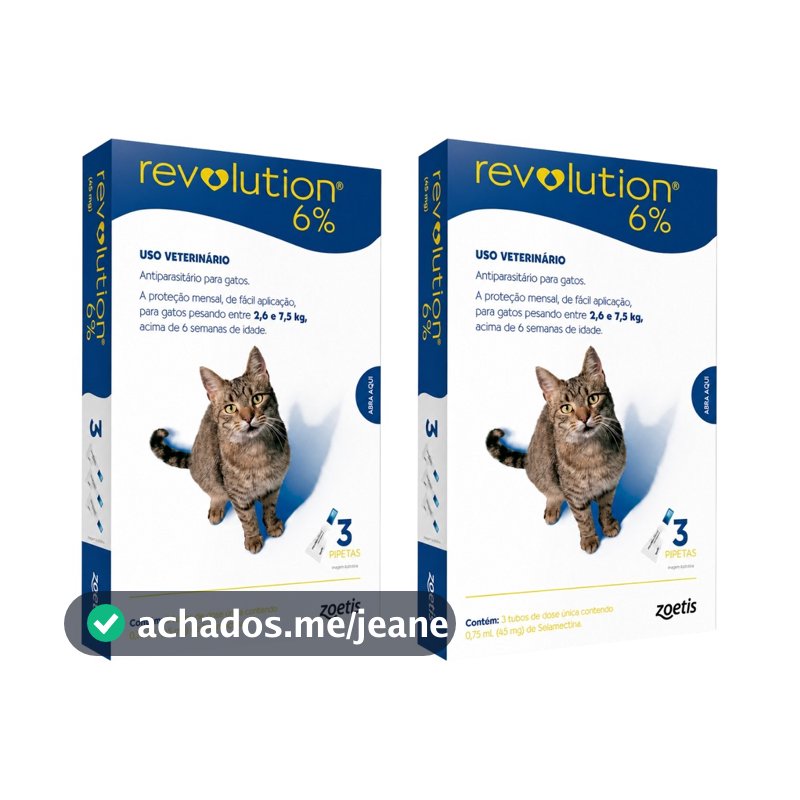 Antipulgas Revolution Gatos 2,6kg A 7,5kg - 3 Pipetas-  2 Un