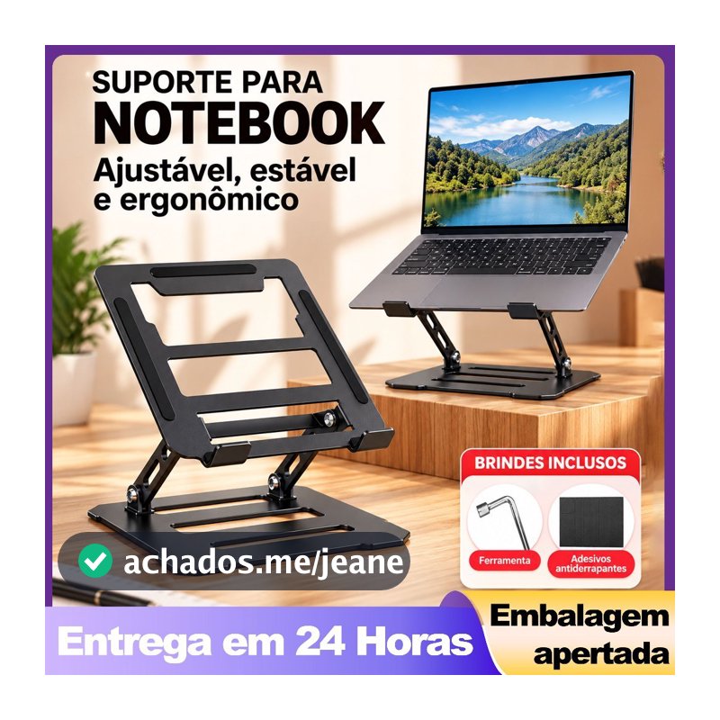 Base para Notebook Giratória 360° em Alumínio Ajustável e Ergonômica para Laptop de 10 a 17 Polegadas