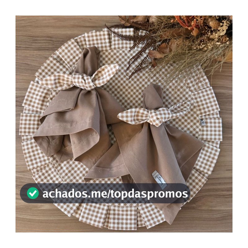 Kit Completo 2, 4, 6, 8 Jogos Americanos quadriculado bege Mesa Posta com Guardanapos e Porta Guardanapos, Supla
