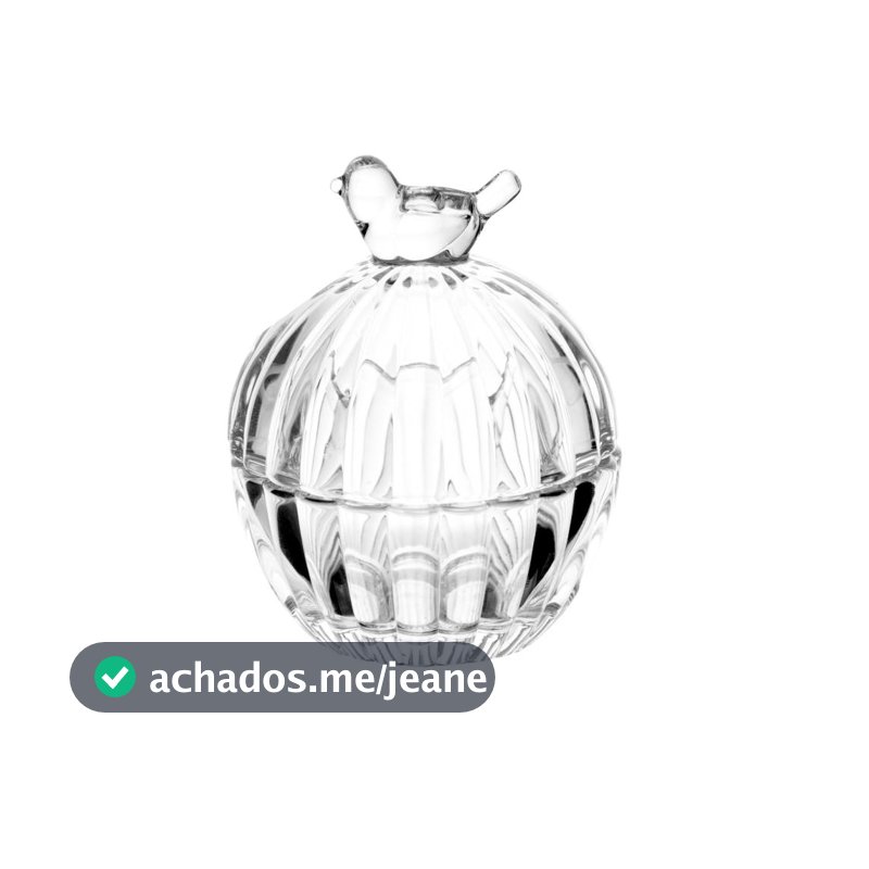 Potiche de Cristal Bird 9,5 cm Wolff com Tampa para Joias Acessórios Doces Balas Decoração Aparador Penteadeira Elegante