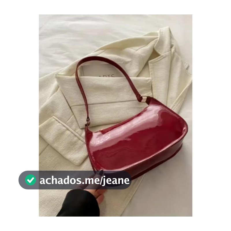 Bolsa Feminina Elegancy Meia Lua Baguete Verniz Luxo de Ombro Tote BJ