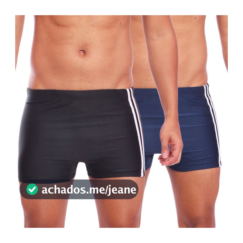 Kit 2 Sungas Boxer Masculina Com Friso Moda Praia Verão Preto