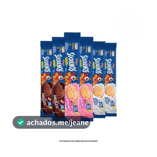 Combo Biscoito Recheado Sucrilhos Sabores Sortidos 85g 6 Unidades