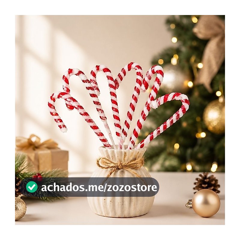 Pick Decorativo de Natal - Bengala Doce Com Brilho - 18cm - 6 unidades - Rizzo