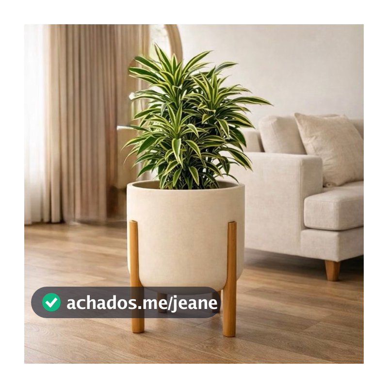 Vaso Decorativo Com Pé De Madeira Nórdico Cachepot Para Plantas Sala Escritório Decoração Moderna