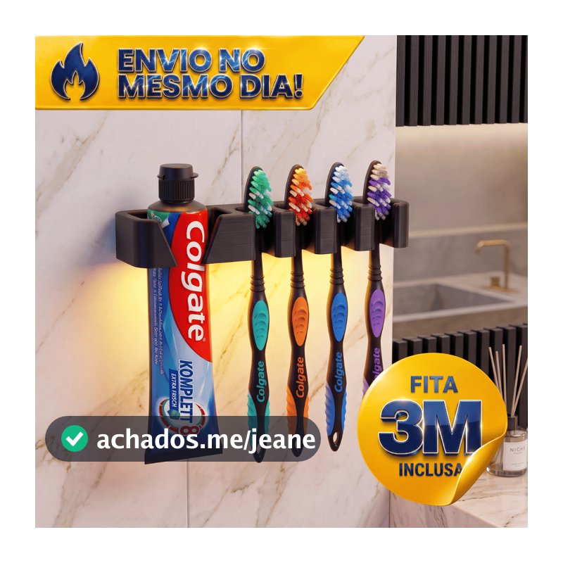 Organizador de Banheiro 5 em 1 Porta Escova de Dente Porta Creme Dental Adesivo 3M Sem Furo