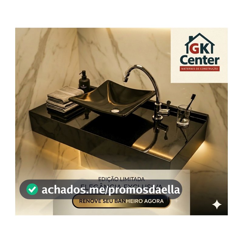Pia de Banheiro com Bancada Preta Mármore Sintético/ Mármore Sintético / lavabo / Lavatorio / Cuba