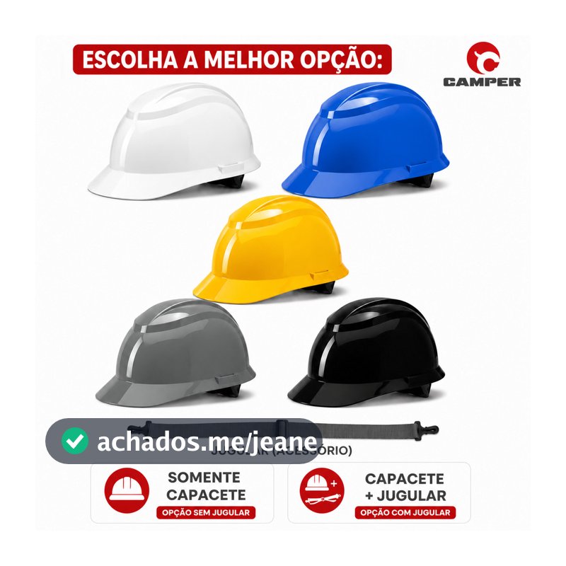 Capacete De Segurança Avant Camper Carneira Jugular Obra Trabalho Eletricista Engenheiro Epi
