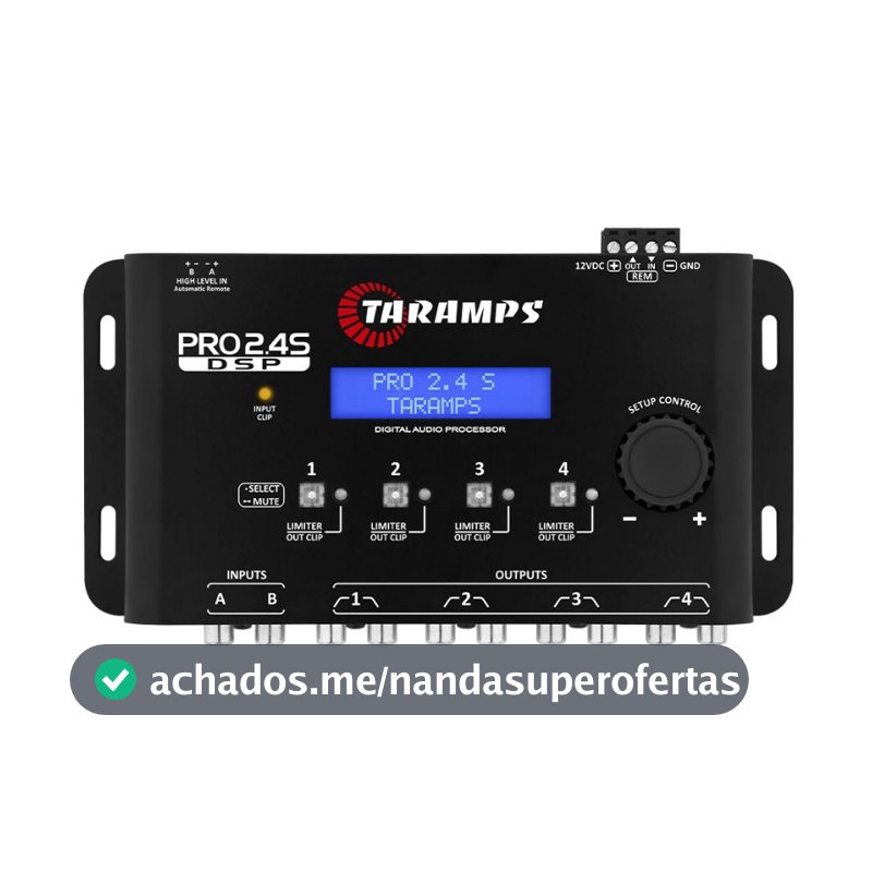 Processador de Audio Taramps Pro 2.4s Equalizador Crossover Limiter 4 canais Pro2.4 Preto ou Branco
