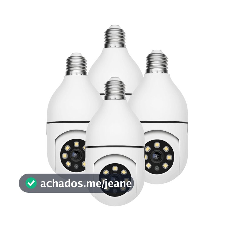 1, 2, 3 ou 4 Câmeras Lâmpada Wi-Fi 360° com Controle Remoto e Visão Noturna – Fácil Instalação