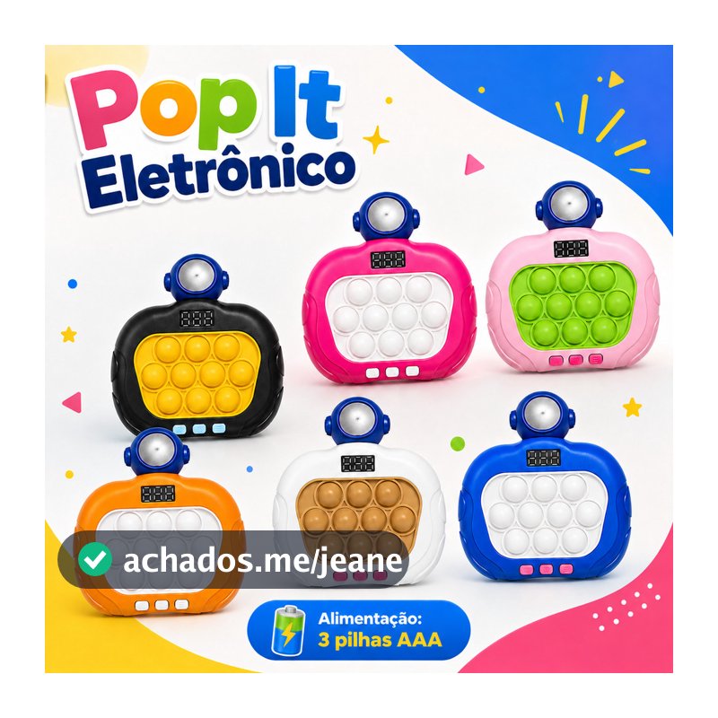 Pop It Eletrônico Infantil Mini Game de Memória com Luz Som e Visor Digital Brinquedo Interativo