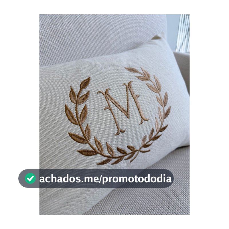 Almofada Personalizada Inicial Bordada Com Enchimento 50x30cm Baguete Cama Posta