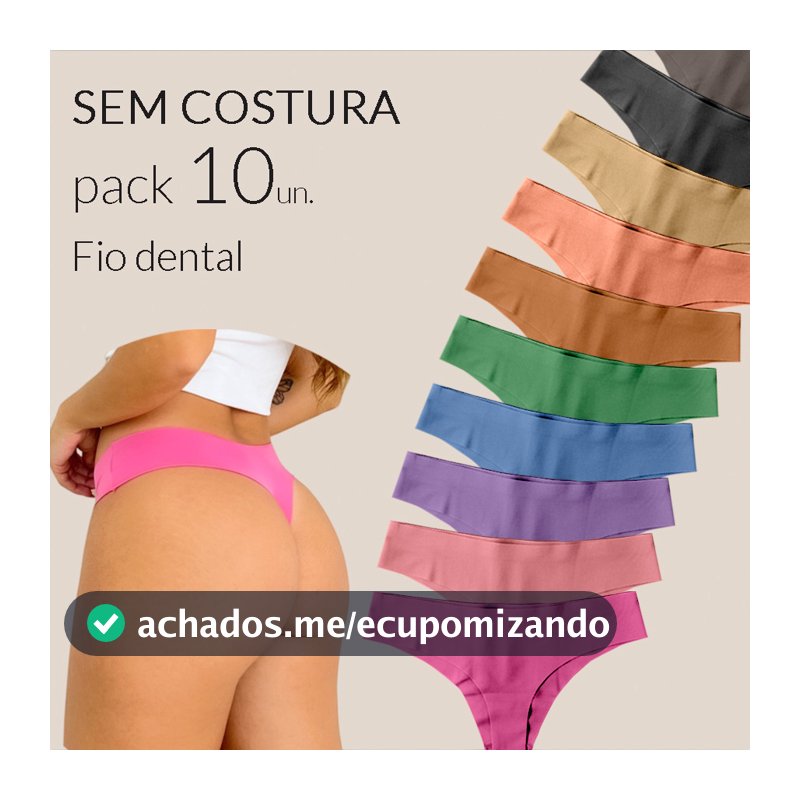 Kit 10 Calcinha Sem Costura Fio Dental Tanga Conforto Corte a Laser Não Marca