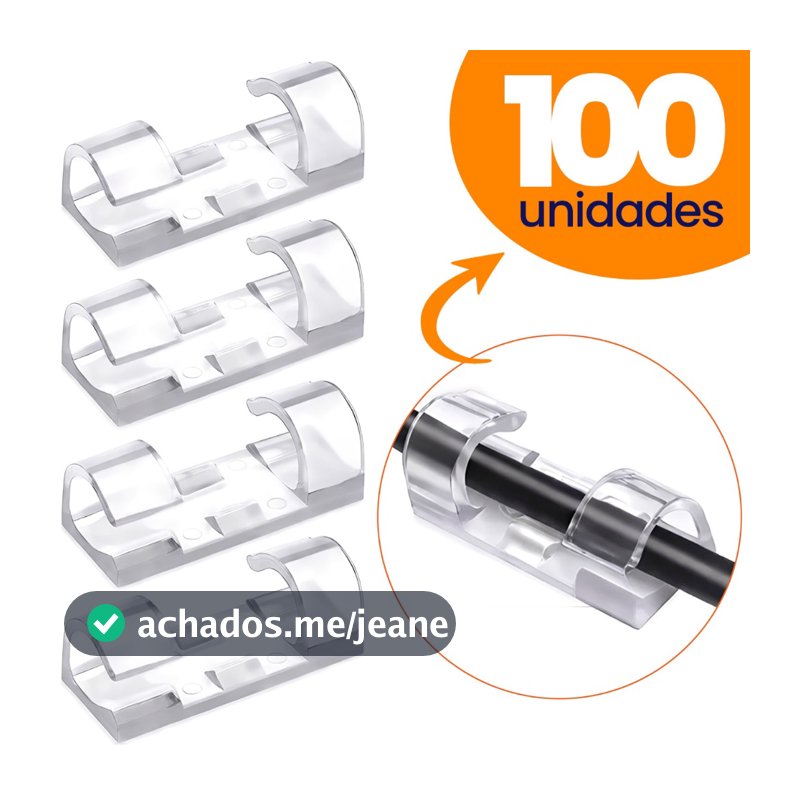 Kit Clips Organizador de Fios e Cabos Autoadesivo Passa Fio
