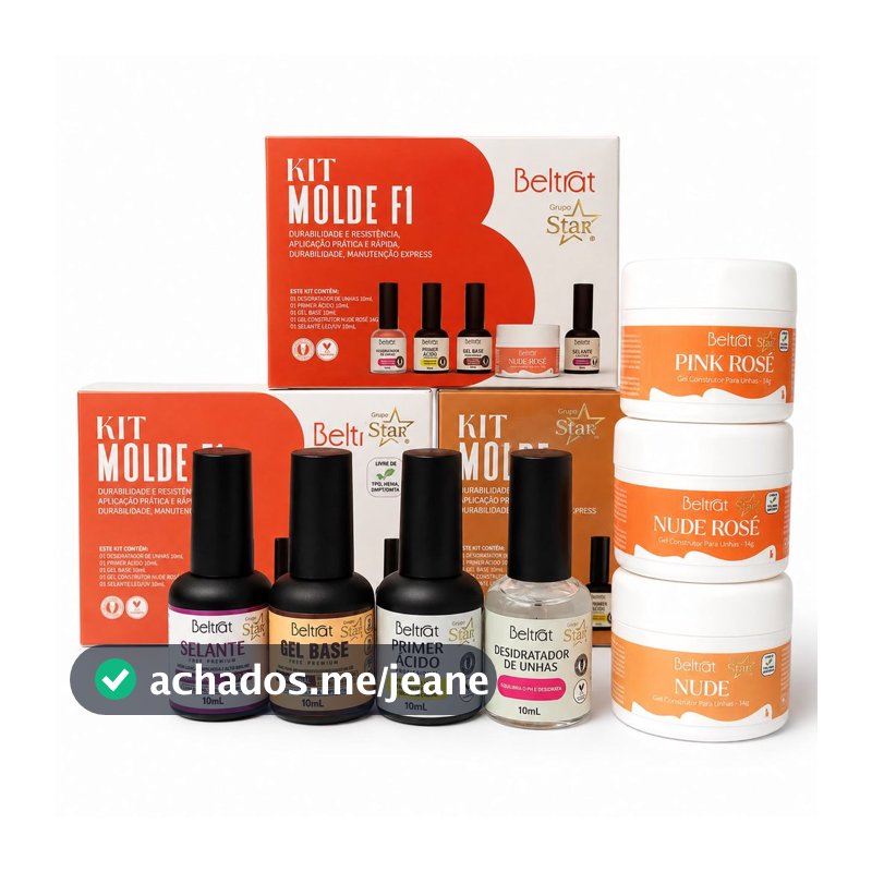 Kit Molde F1 Beltrat - Gel 14g + Selante + Gel Base 10ml + Primer + Desidrat - Beltrat