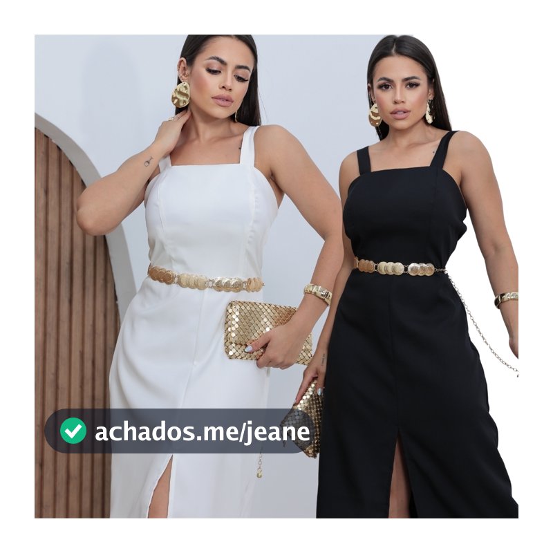 Vestido Feminino Alfaiataria Mídi Social Com Fenda Frontal e Zíper Nas Costas elegante e Sofisticado