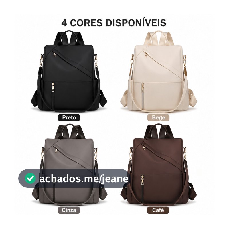 Mochila Feminina Antifurto Nylon Grande Capacidade Leve Casual Para Trabalho Faculdade Viagem