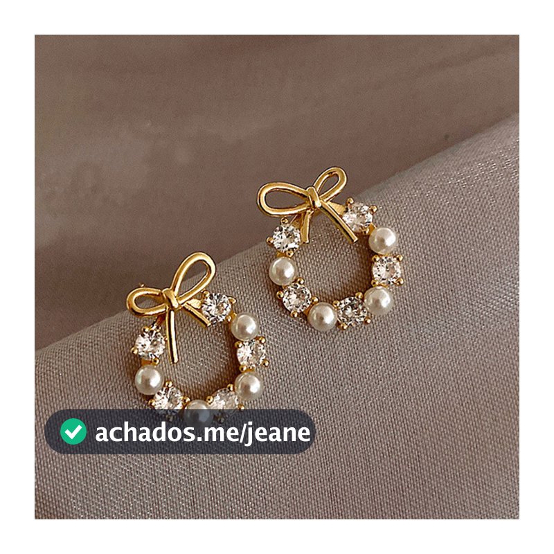 1 Par De Brincos Coreano Pérola Imitação De Diamante Arco Minimalista Versátil Joias Para Mulheres