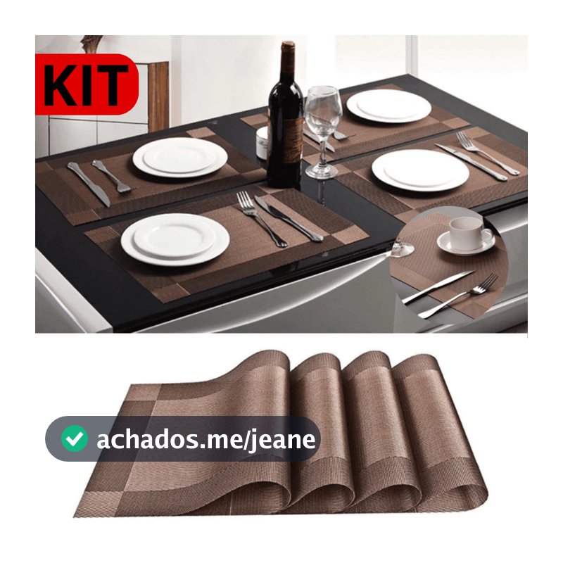 KIT 4 ou 6 Jogo Americano Metalizado em PVC Retangular Mesa Posta Sousplat