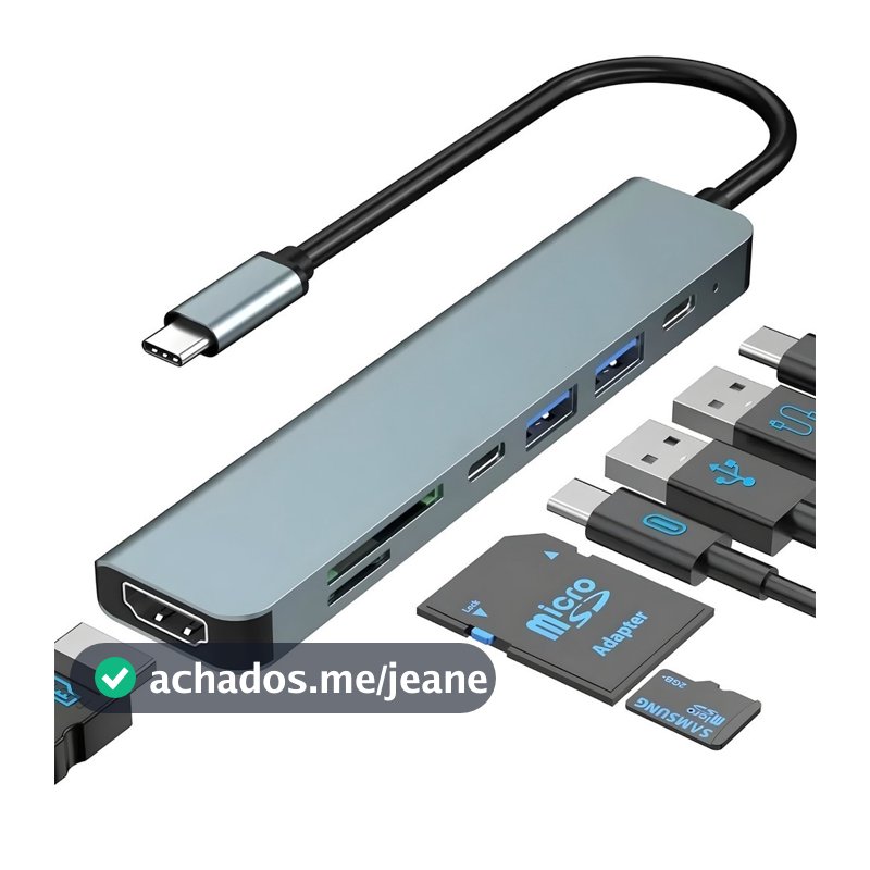 Hub Adaptador USB 7 Em 1 USB 3.0 USB 2.0 USB-C Expansor De Portas Alta Velocidade Para Notebook PC MacBook Plug Play