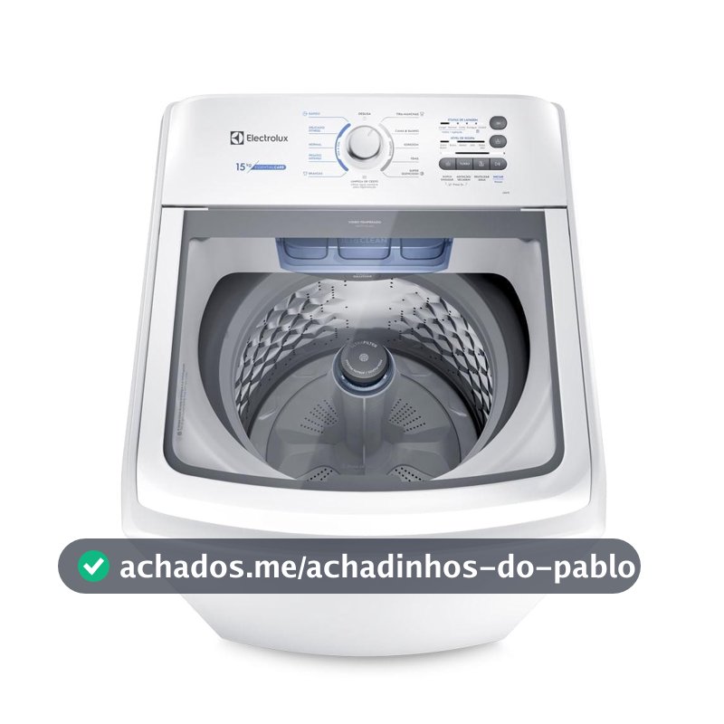 Máquina de Lavar Electrolux 15kg Branca Essential Care com Cesto Inox e Jet&Clean (LED15)