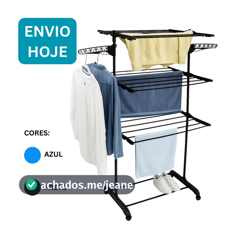 Varal De Chão 3 Andares Roupa Calcinha Apartamento Grade Dobrável Portátil Com Rodinhas Organização