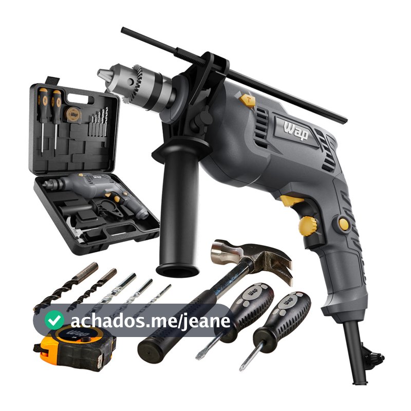 Parafusadeira e Furadeira de Impacto WF 700K10 Mandril de 3/8" WAP Potência de 700W + Maleta
