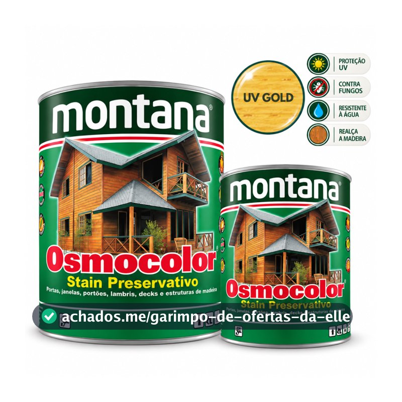 Osmocolor Stain Natural UV Gold 0,9L ou 3,6L Proteção Madeira Montana Acabamento Acetinado Galão