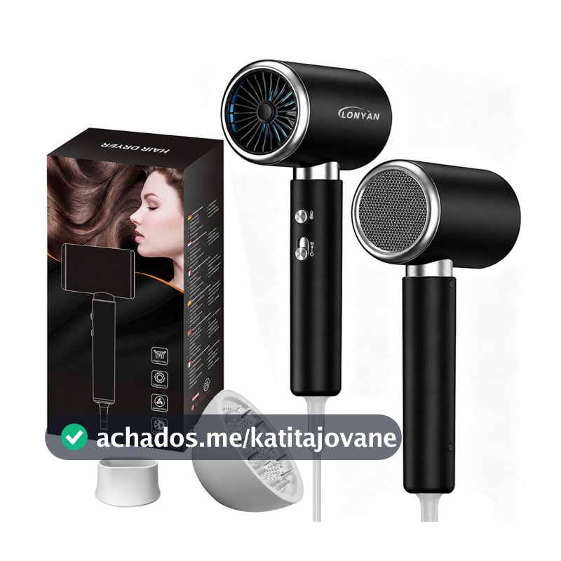 Secador de Cabelo Profissional com Diffuser e Concentrador LONYAN 220V 127V 110V 2000W íons Silencioso Que Reduz o Frizz