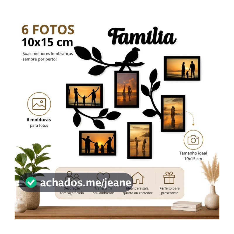Quadro Porta Retrato Decorativo Em MDF Moldura De Árvore Para Fotos Em Família