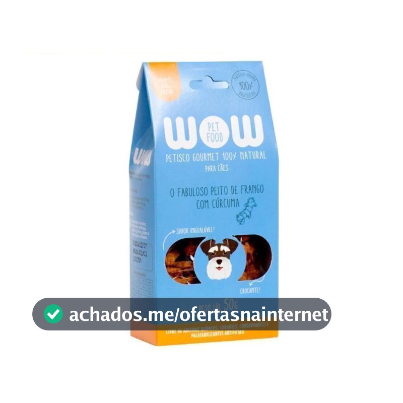 Petisco Wow Pet Cães Sabor Frango Com Cúrcuma 100% Natural