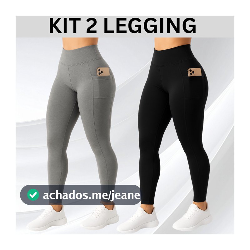 Kit 2 Calça Legging Feminino Bolso lateral Feminina Suplex Cós Largo Academia Fitness Crossfit Verão 2026