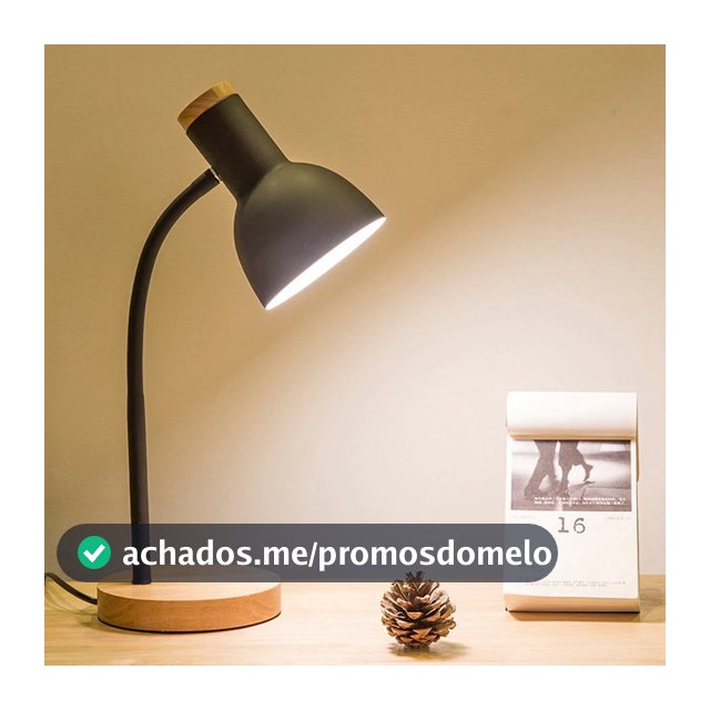 Luminária de Mesa desk  LED Bivolt Base de Madeira - Branca ou Preta